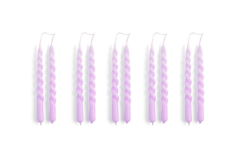 Mini Swirl stearinlys, Lilac - 10 stk.